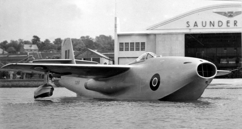 Saunders Roe A1 jet-powered flying boat fighter. I wrote about this plane back in 2017. 